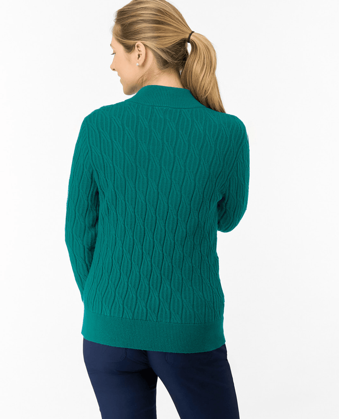 PURE GOLF Sorrell Margot Knit Quarter Zip Lined Jumper 506 Deep Teal