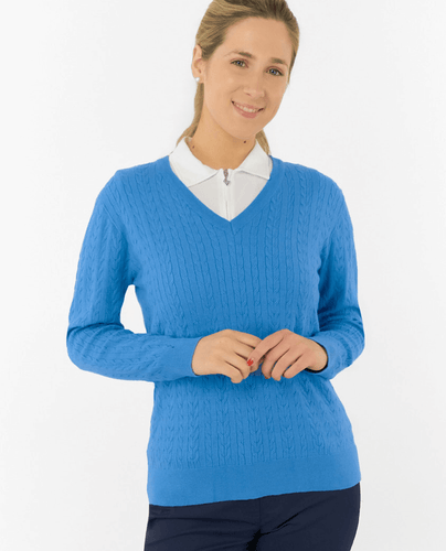 PURE GOLF Suzie Summer Weight Knitted Jumper 509 Cerulean