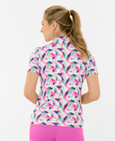 PURE GOLF Ellen Short Sleeve Zip Polo 036 Portrait of Paradise