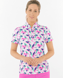 PURE GOLF Ellen Short Sleeve Zip Polo 036 Portrait of Paradise