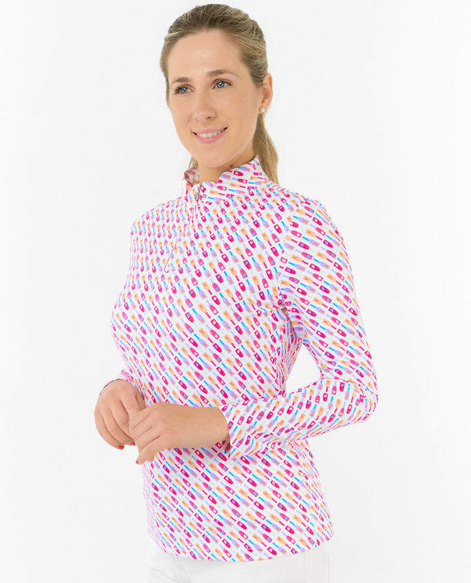 PURE GOLF Serenity Long Sleeve Polo 441 Fairway Fizz