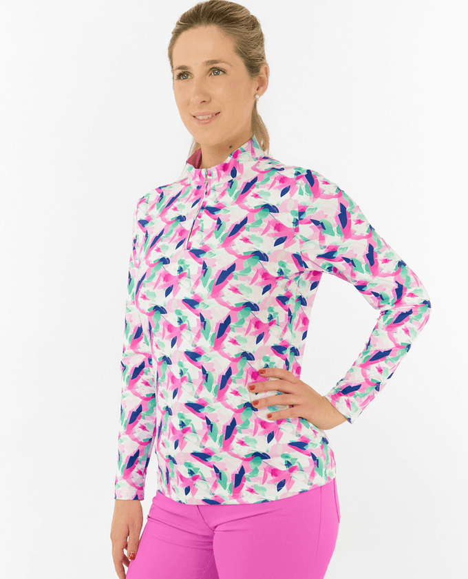 PURE GOLF Serenity Long Sleeve Polo 441 Portrait of Paradise