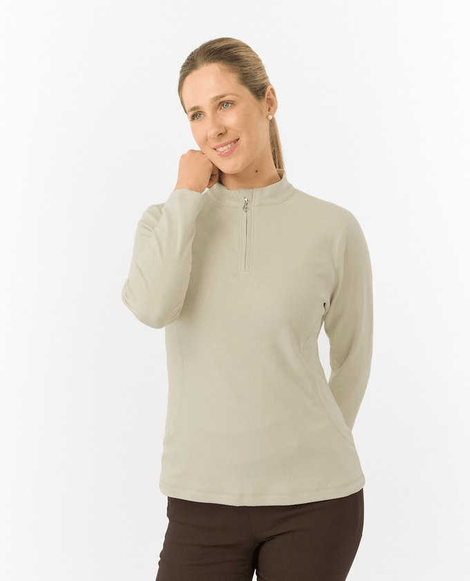 PURE GOLF Iris Super Soft Quarter Zip Winter Polo 007 Oyster
