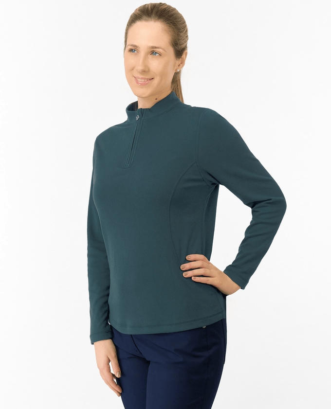 PURE GOLF Iris Super Soft Quarter Zip Winter Polo 007 Teal Ink
