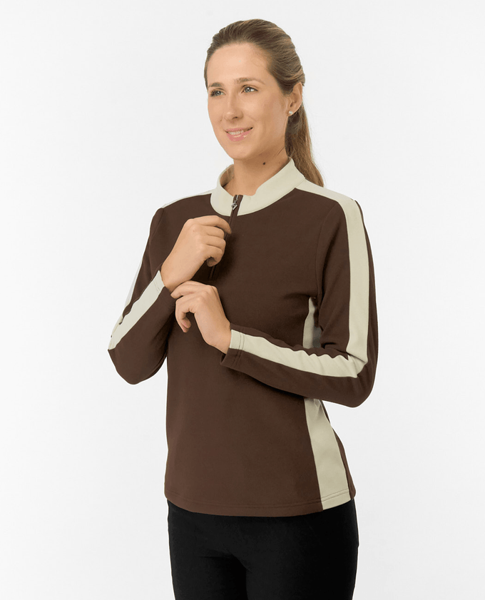 PURE GOLF Jane Long Sleeve Mid Layer 041 Cocoa Powder