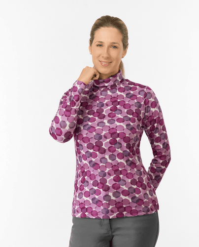 PURE GOLF Amy Roll Neck Top 101 Berry Bokeh