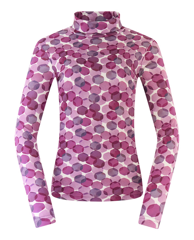 PURE GOLF Amy Roll Neck Top 101 Berry Bokeh