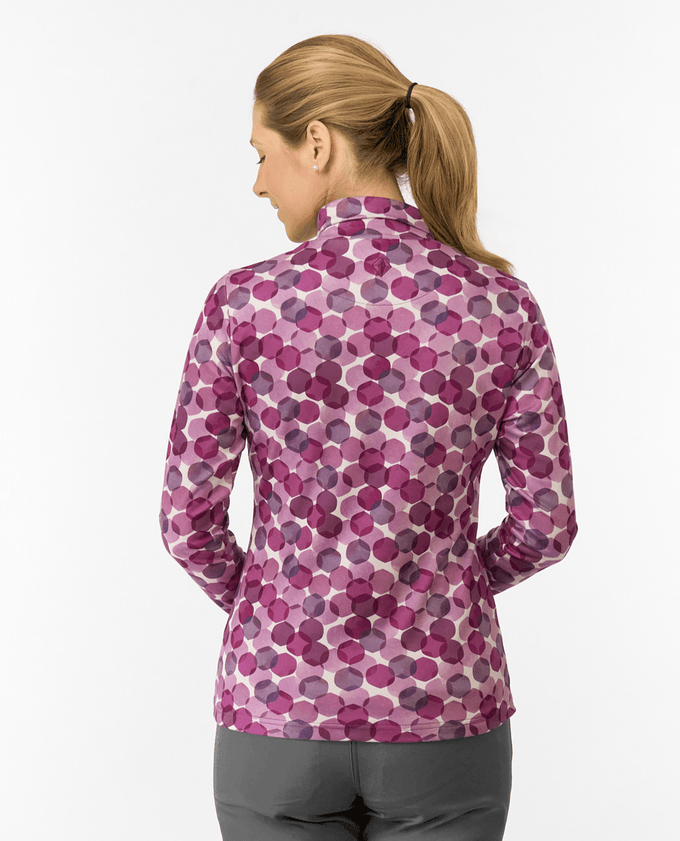 PURE GOLF Amy Roll Neck Top 101 Berry Bokeh