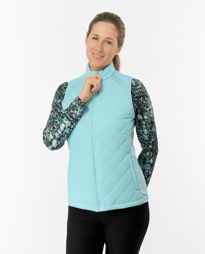 PURE GOLF Josie Stretch Panel Vest 413 Retro Blue