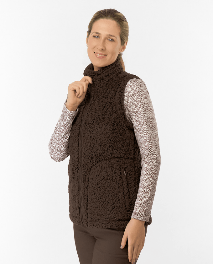 PURE GOLF Dolly Fleece Vest 422 Cocoa Powder