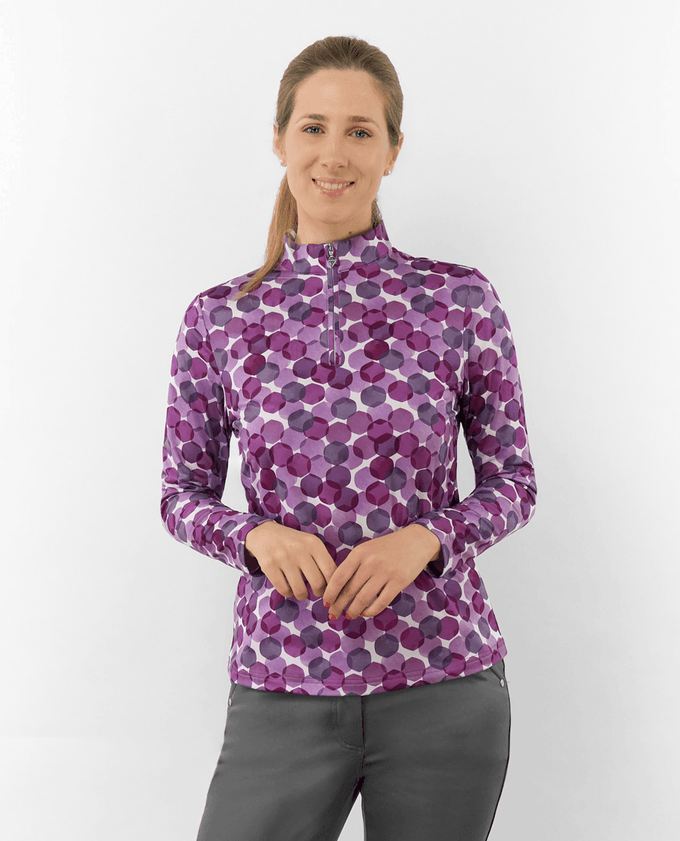 PURE GOLF Arusha Mid Layer 441 Berry Bokeh