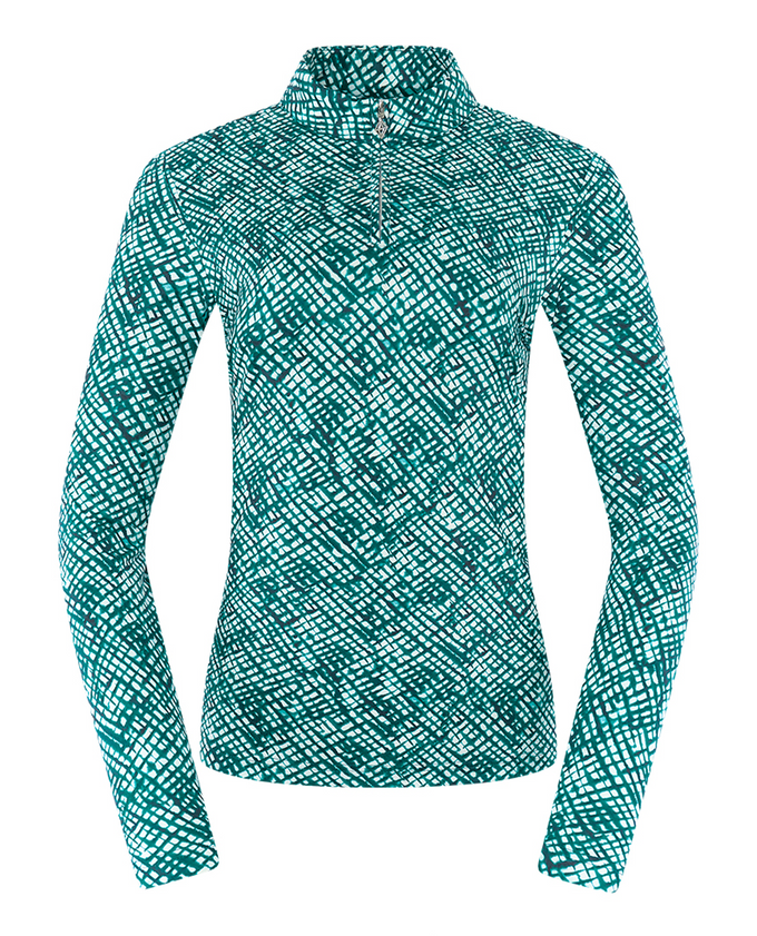 PURE GOLF Arusha Mid Layer 441 Teal Crosshatch