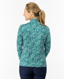 PURE GOLF Arusha Mid Layer 441 Teal Crosshatch
