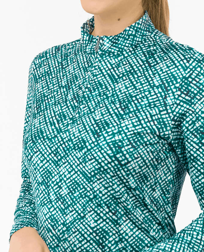 PURE GOLF Arusha Mid Layer 441 Teal Crosshatch