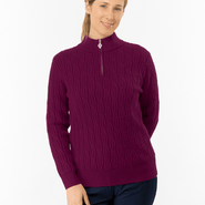 PURE GOLF Sorrell Margot Knit Quarter Zip Lined Jumper 506 Morello Cherry - S / Morello Cherry