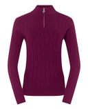PURE GOLF Sorrell Margot Knit Quarter Zip Lined Jumper 506 Morello Cherry