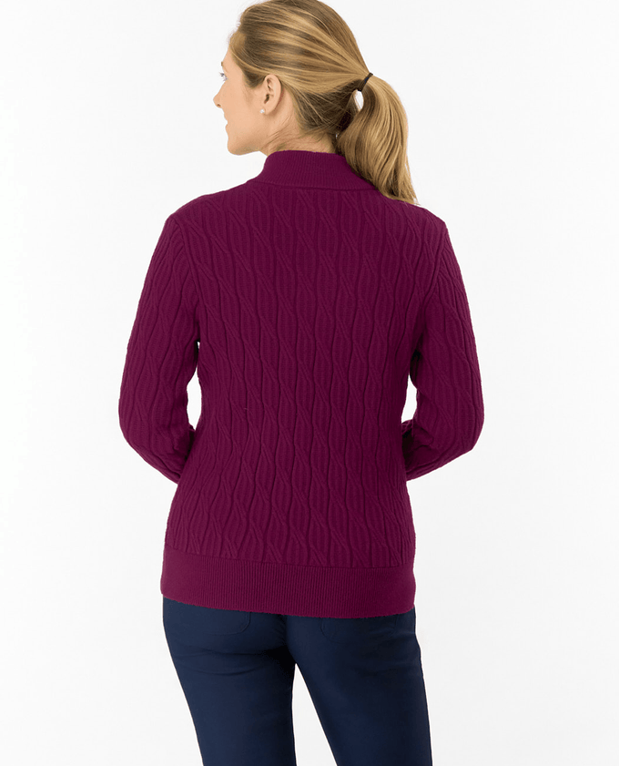 PURE GOLF Sorrell Margot Knit Quarter Zip Lined Jumper 506 Morello Cherry