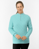 PURE GOLF Sorrell Margot Knit Quarter Zip Lined Jumper 506 Retro Blue
