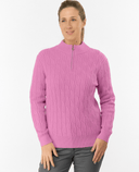 PURE GOLF Sorrell Margot Knit Quarter Zip Lined Jumper 506 Pop Pink