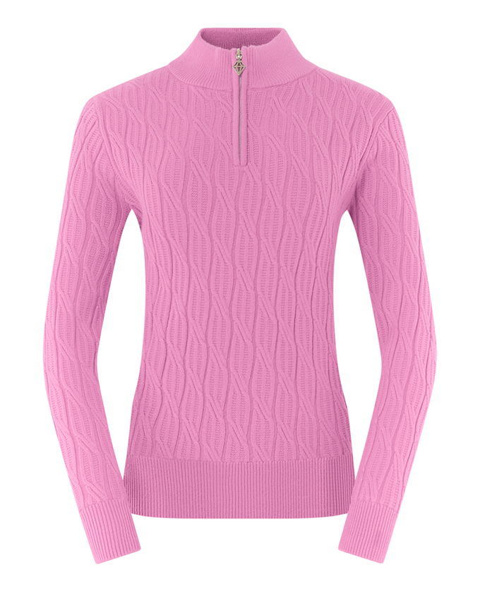 PURE GOLF Sorrell Margot Knit Quarter Zip Lined Jumper 506 Pop Pink
