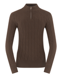 PURE GOLF Sorrell Margot Knit Quarter Zip Lined Jumper 506 Cocoa Powder