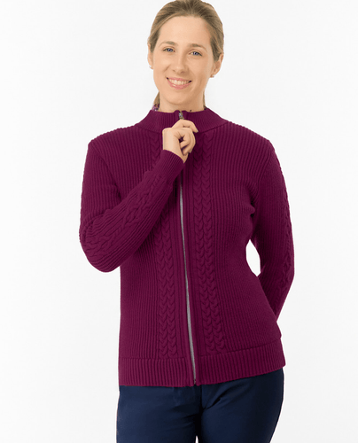PURE GOLF Sophia Elena Knit Lined Cardigan 510 Morello Cherry