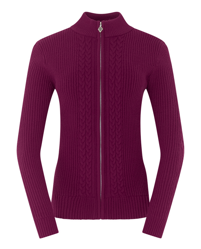 PURE GOLF Sophia Elena Knit Lined Cardigan 510 Morello Cherry