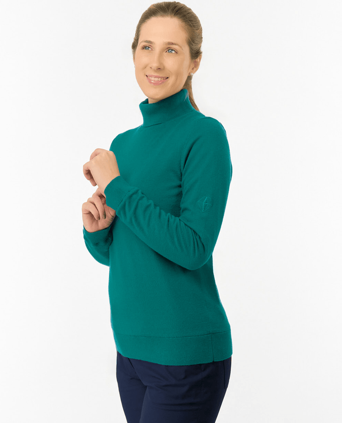 PURE GOLF Sarah Roll Neck With Faux Fur Lining 521 Deep Teal