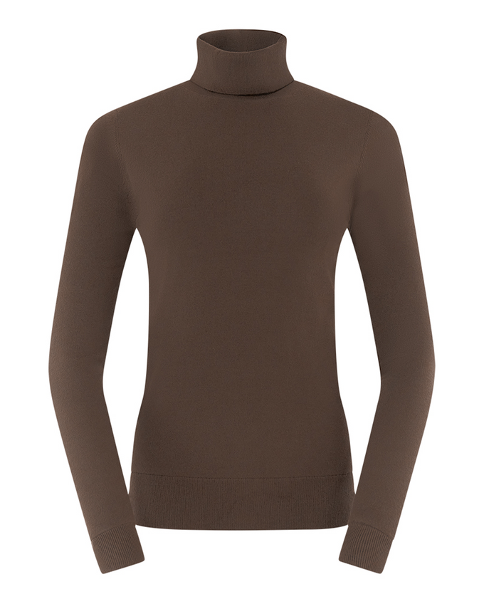 PURE GOLF Sarah Roll Neck With Faux Fur Lining 521 Cocoa Powder