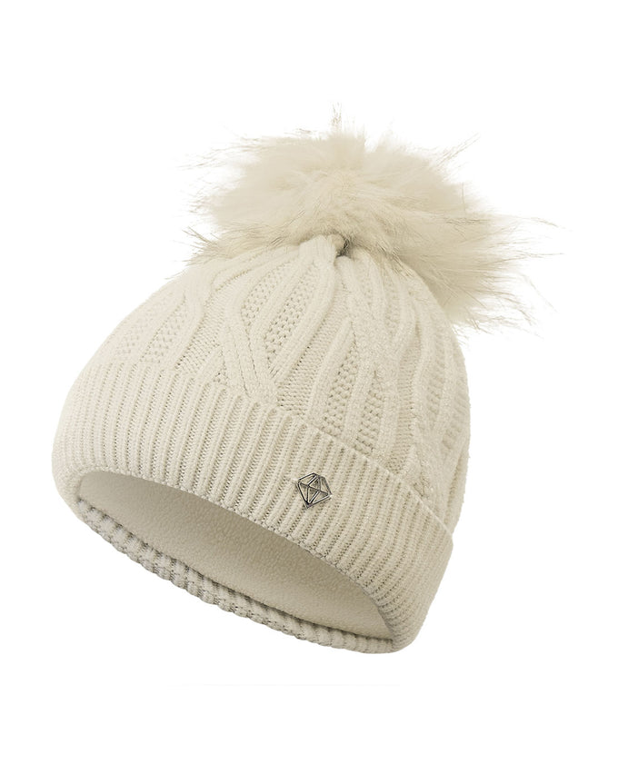 PURE GOLF Greta Margot Knit Waterproof Lined Bobble Hat 607 Oyster