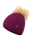 PURE GOLF Greta Margot Knit Waterproof Lined Bobble Hat 607 Morello Cherry