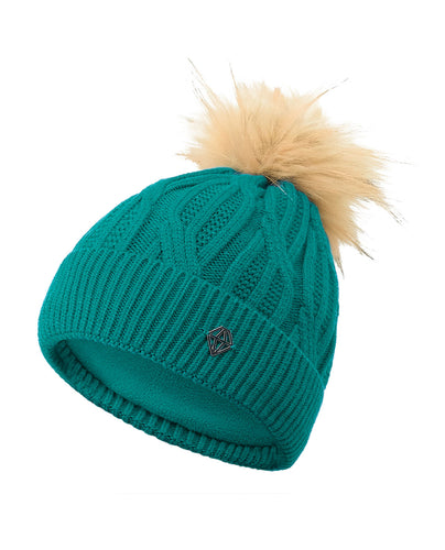 PURE GOLF Greta Margot Knit Waterproof Lined Bobble Hat 607 Deep Teal