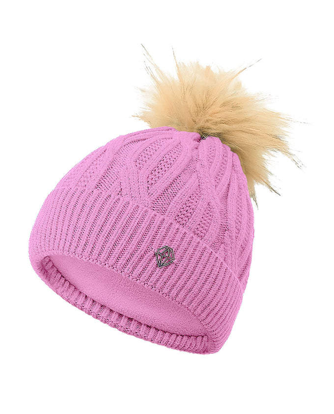 PURE GOLF Greta Margot Knit Waterproof Lined Bobble Hat 607 Pop Pink