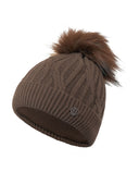 PURE GOLF Greta Margot Knit Waterproof Lined Bobble Hat 607 Cocoa Powder