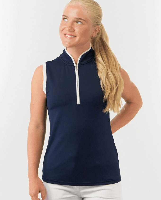 PURE GOLF Bloom2 Sleeveless Polo 031 Navy