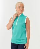 PURE GOLF Bloom2 Sleeveless Polo 031 Ocean Blue
