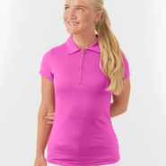 SIZE M - PURE GOLF Thrive Cap Sleeve Polo 051 Azalea - M / Azalea