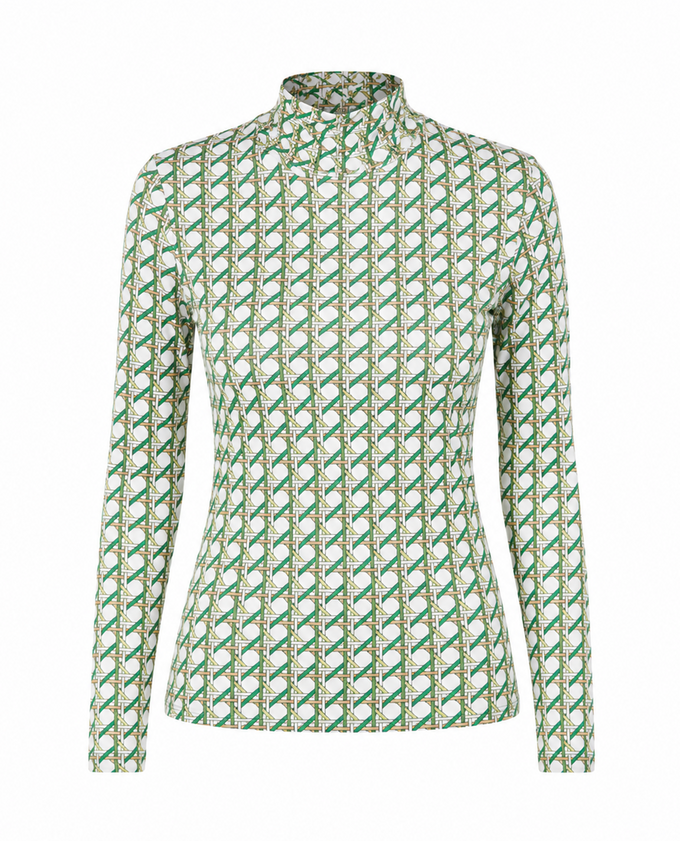 SWING OUT SISTER Paloma Pattern Roll Neck Noughty Green