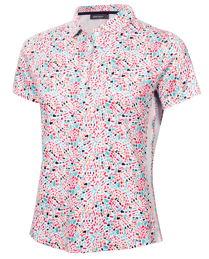 GREEN LAMB Odelle Short Sleeve Polo 067 Festival Print