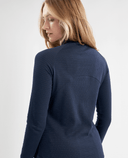 GREEN LAMB Olive Zip Neck Textured Long Sleeve Top 076 Navy