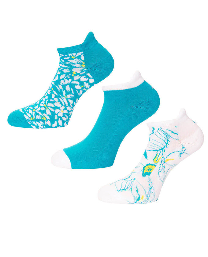 GREEN LAMB Mixed Socks 3 Pair Pack Peacock Blue/White