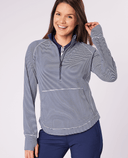 SWING OUT SISTER Lottie Elite Stripe 1/4 Zip Top Midnight Navy & White