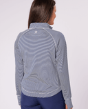 SWING OUT SISTER Lottie Elite Stripe 1/4 Zip Top Midnight Navy & White