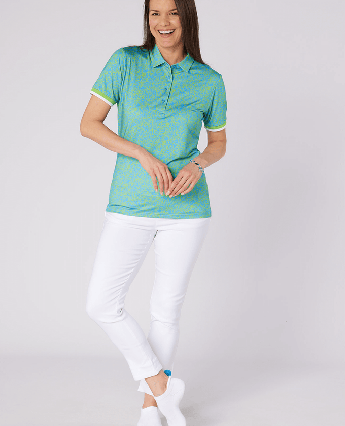 SWING OUT SISTER Dior Elite Cap Sleeve Polo Ocean Bloom