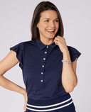 SWING OUT SISTER Summer Breeze Cap Sleeve Polo Navy