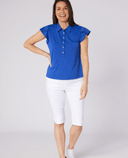 SWING OUT SISTER Summer Breeze Cap Sleeve Polo True Blue