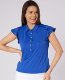 SWING OUT SISTER Summer Breeze Cap Sleeve Polo True Blue