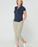 SIZE 10 - SWING OUT SISTER Lexi Pull On Capri Sunshine & Navy