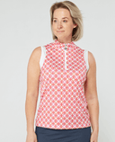 SWING OUT SISTER Cecily Sleeveless Polo Lush Pink & Mandarin