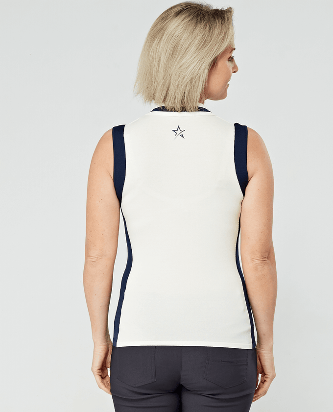 SWING OUT SISTER Kelly Knit Sleeveless Navy White